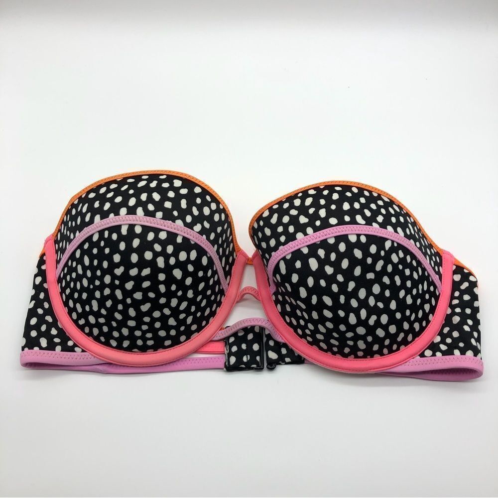 Victoria’s Secret Bikini Top 34D Strapless Dotted Multicolor